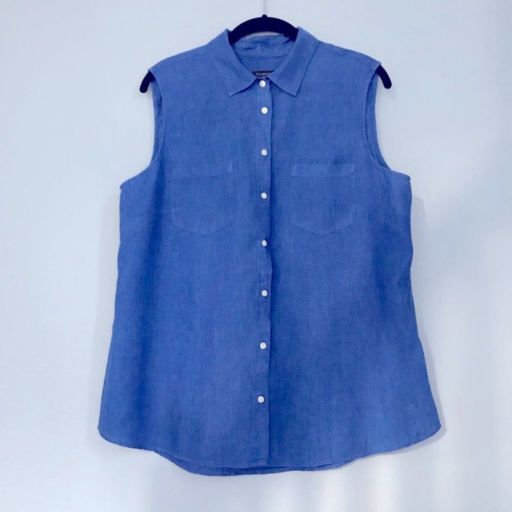 Talbots sleeveless linen blouse